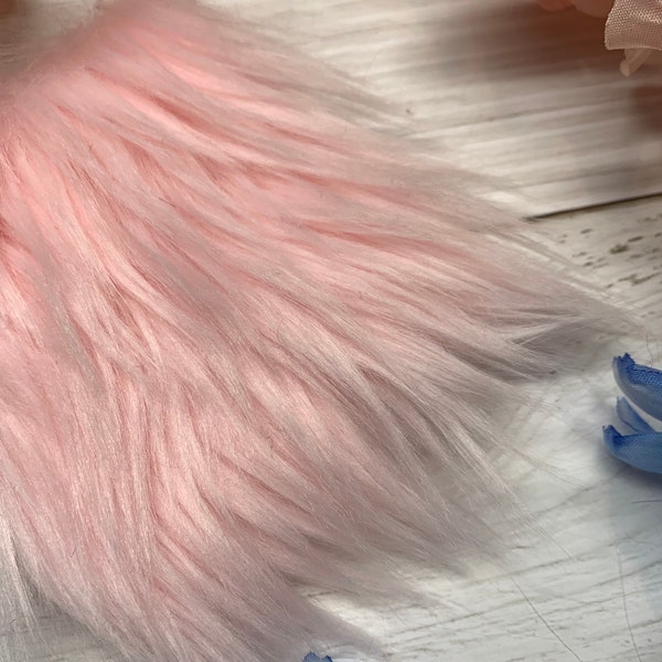 Baby Pink Luxury Shag Faux Fur. UV Neon Shaggy Faux Fake Fur Solid Long Pile Fabric, Sold by the Craft sizes, Custom Cuts