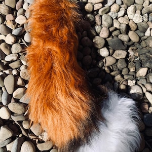 Red Fox Fursuit Tail, Ready to ship. Made with vegan faux fur