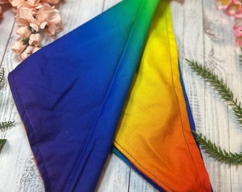 Rainbow Ombré Fursuit Bandana: Handmade 30" Snap Closure