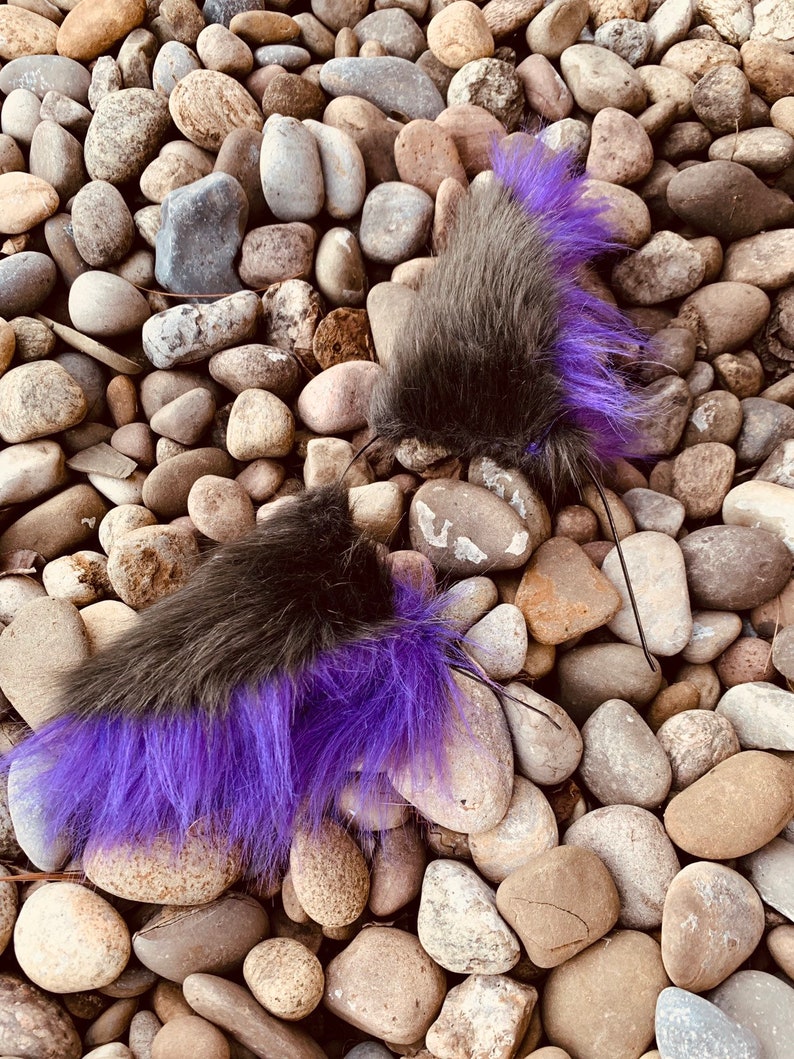 Purple and Dark Gray Black Wolf Furry Ears Black wolf ears Purple Fursuit Ears