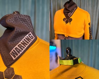 Warning Black and Gray Hex Cyberpunk Scarf Bandana: Buckle Closure, Reversible