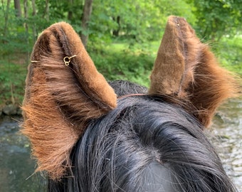 Natural Realistic Brown Wolf Ears, Handmade Faux Fur Kitten Cosplay Anime Neko Ears on Headband