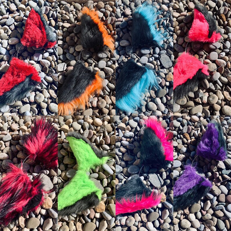 Purple and Dark Gray Black Wolf Furry Ears Black wolf ears Purple Fursuit Ears