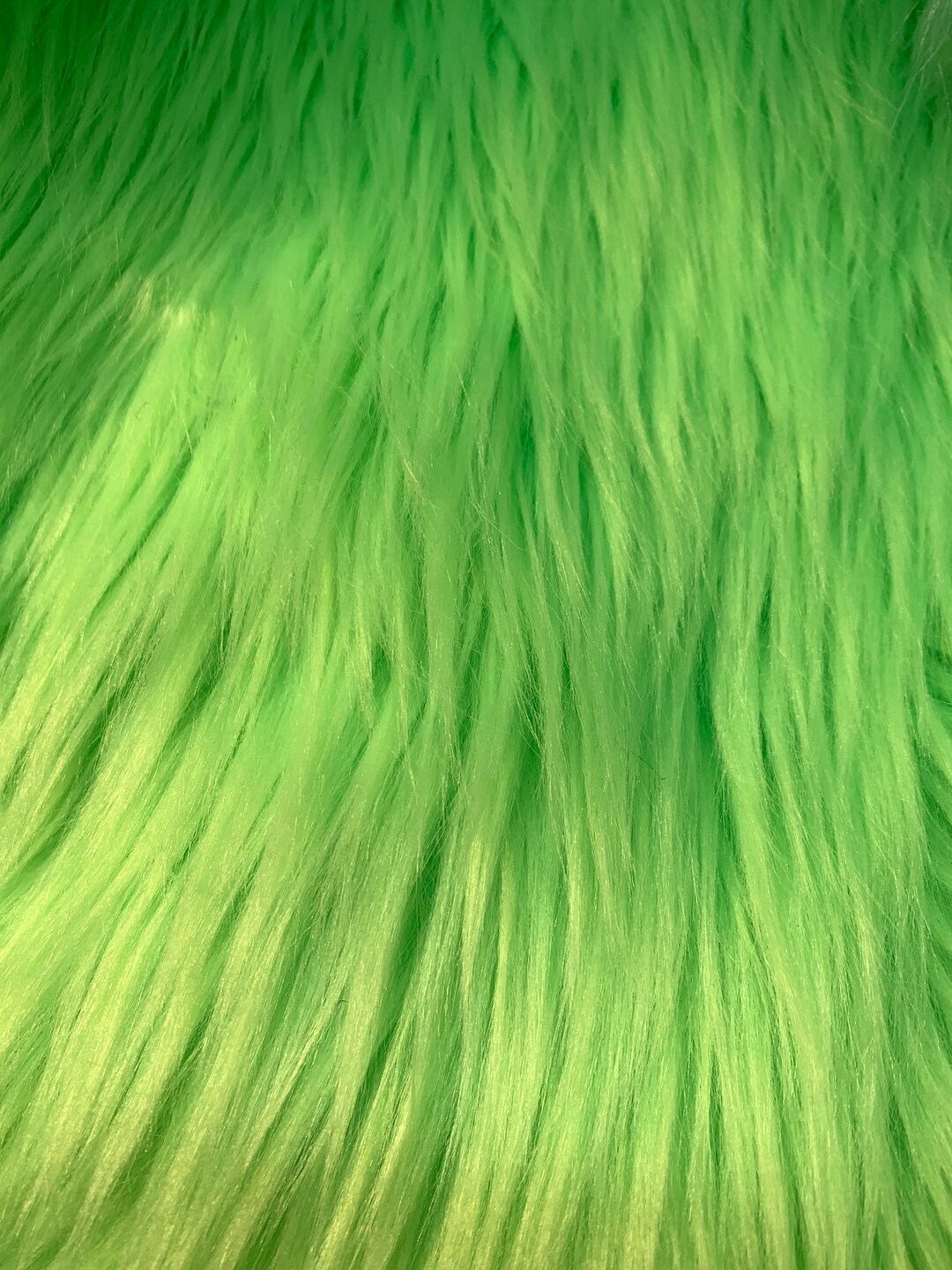 Lime Green Luxury Shag Faux Fur. Shaggy Faux Fake Fur Solid Long Pile