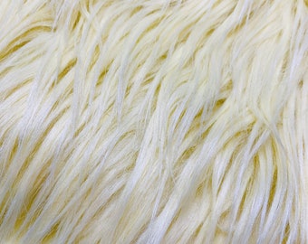 Banana Luxury Shag Faux Fur. Shaggy Faux Fake Fur Solid Long Pile Fabric, Sold by the Craft sizes, Custom Cuts