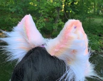 Peachy Pink Kitten Ears, Handmade cat ears