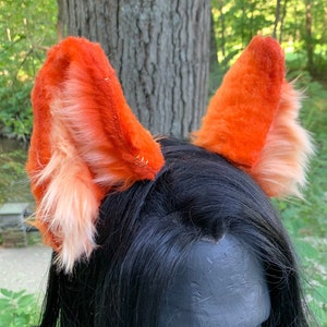 Orange Kitten Ears, Handmade Faux Fur Kitten Cosplay Anime Neko Ears on Headband