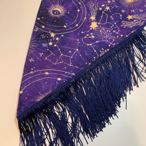 Celestial Zodiac Bandana with Blue Fringe, Fursuit Bandana, Accessories