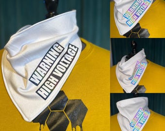 Warning: High Voltage,  White Flash Reactive Cyberpunk Scarf