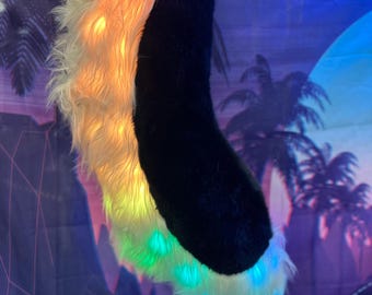 LED Light Up Fursuit Tail: 32" Canine Cosplay Accessory with Remote & App