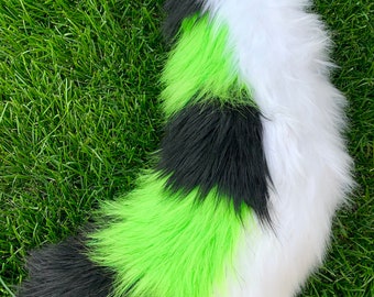 Cola de fursuit de perro con rayas brillantes, accesorios de fursuit personalizables (elige el color que quieras)