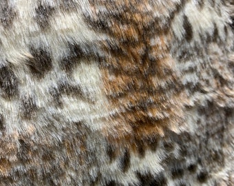 Sabretooth Cat Faux Fur. Short Pile Furs, Sold by the Craft sizes, Custom Cuts. Faux Fur throw Print