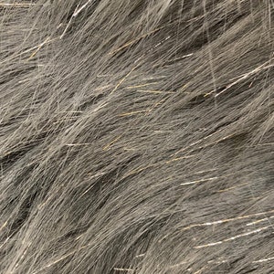 Gray Sparkle Fur. Shaggy Faux Fake Fur Solid Shiny Tinsel Long Pile Fabric, Sold by the Craft sizes and full yard available.