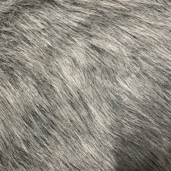 Two Toned Grey Wolf Faux Fur. Long Pile Furs, Sold by the Craft sizes, Custom Cuts, Faux Fur throw Print