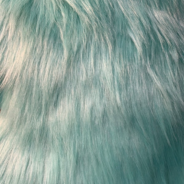 Light Aqua Shaggy Flokati Fur. Shaggy Faux Fake Fur Solid Long Pile Fabric, Sold by the Craft sizes, Custom Cuts