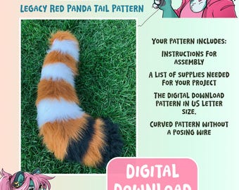 XXL Large Red Panda & Lemur Tail Pattern: Digital Download only