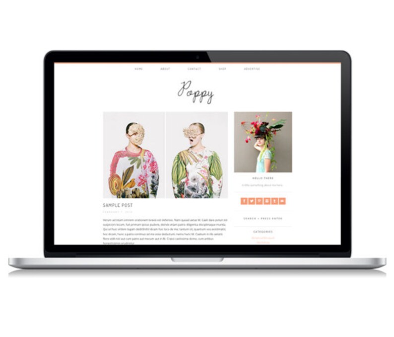 Poppy Responsive Wordpress Theme | Instant Digital Download 