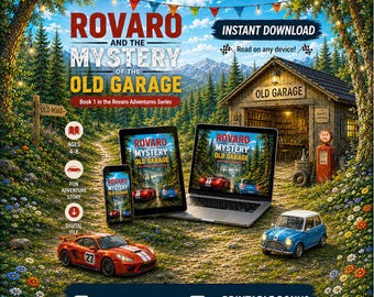 Kids Ebook PDF | Children's Bedtime Story | Race Car Adventure | Read Aloud Picture Book Ages 4-8 | Instant Download + Bonus Coloring Pages