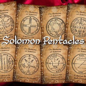 Carta ATC digitale con pentacoli di Re Salomone - 8 etichette stampabili per diario di protezione dell'arte occulta, talismano magico, kit di effimeri spirituali