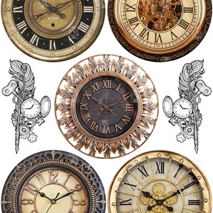 May include: Four antique-style clocks with Roman numeral faces and ornate gold frames. The clocks are 3.94 inches in diameter and have a vintage aesthetic.