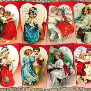 Cartões ATC para impressão digital Happy Valentine - 8 imagens ACEO de alta resolução 2,5 "х3,5" em folha A4 Download instantâneo Clique e imprima