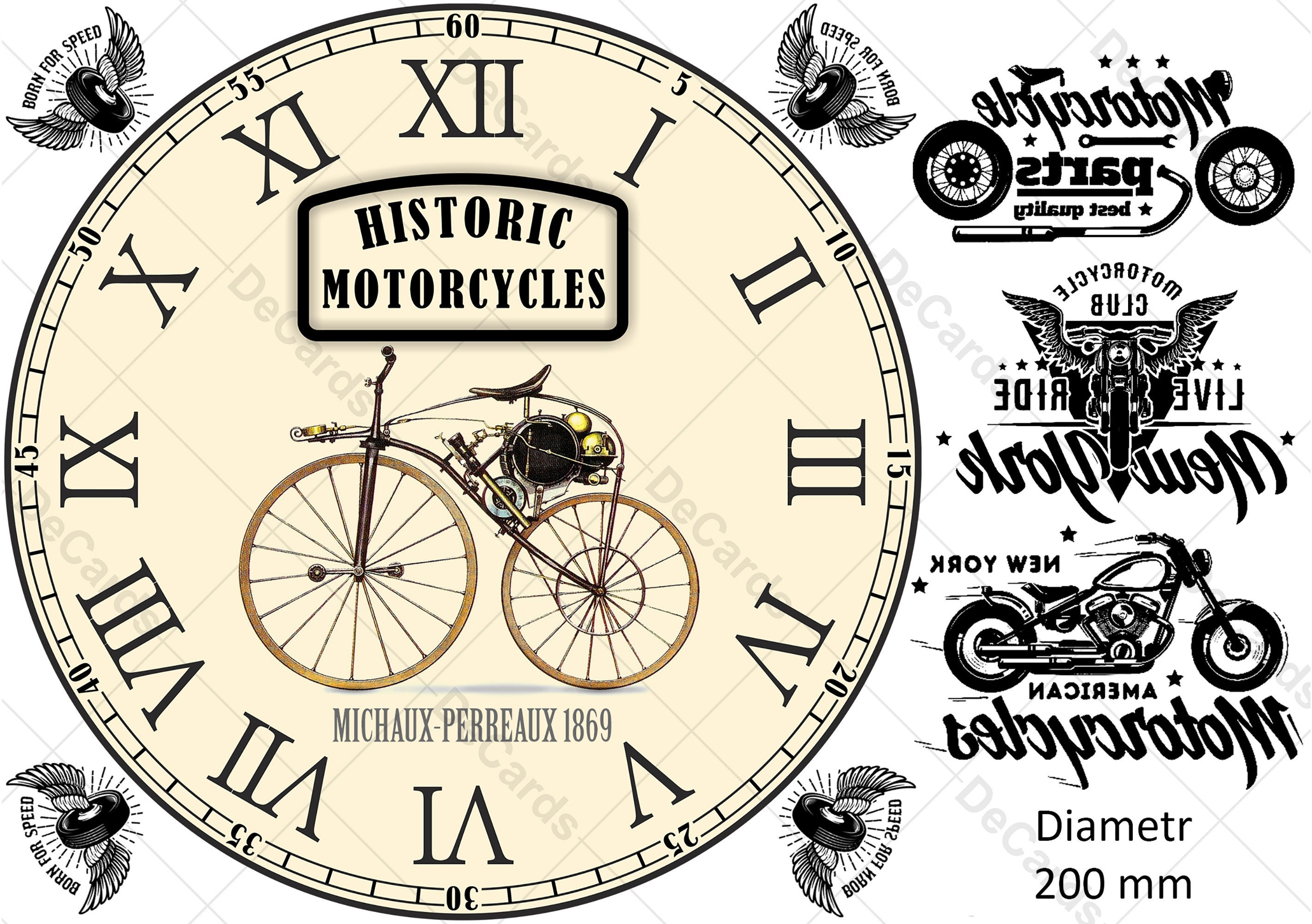 61 FREE Digital Paper Printable clocks & Bikes A4 Etsy