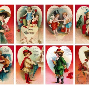 Digital Printable ATC Cards Cute Valentine - 8 High Resolution 2.5