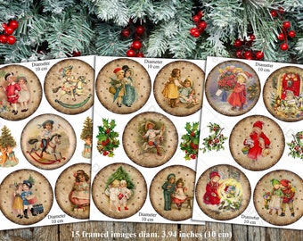 2+1 FREE Digital Paper Printable &quot;Vintage Christmas Children&quot; A4 Sheet Set - 15 high resolution images  for decoupaging, scrapbooking, craft