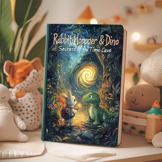 Kids Ebook Story "Rabbit Hopper & Dino: Secrets of the Time Cave" | Childrens Illustrated eBook PDF Download | Bunny Adventure Bedtime Story