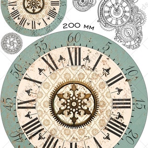 2 Digital Printable Watch Face "steampunk Clocks" - ø7,87" (200mm) for ...