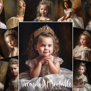 Confezione di carta digitale da 20 ragazze carine, piccole principesse, ritratti di giovani donne vittoriane in arte rococò su fogli stampabili per decoupage, progetti fai da te
