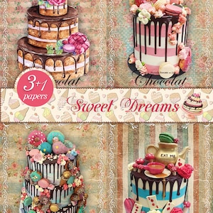 3+1 FREE Digital Paper Printable "sweet Dreams" A4 Sheet Bundle JPG ...
