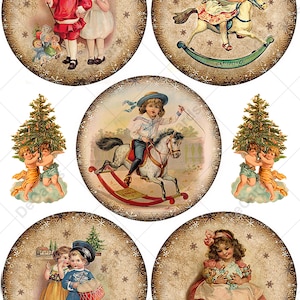2+1 FREE Digital Paper Printable "vintage Christmas Children" A4 Sheet ...