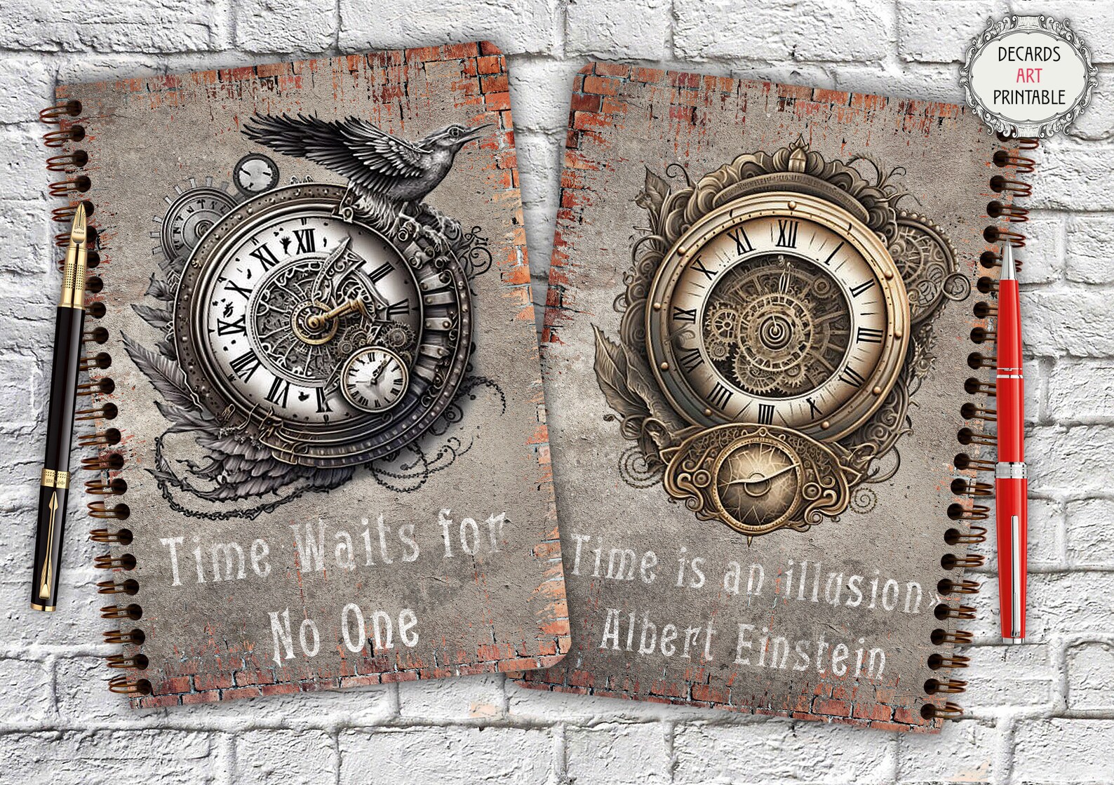 A5 Digital Paper Pack Steampunk Clock Collage Sheet for Decoupage Box ...