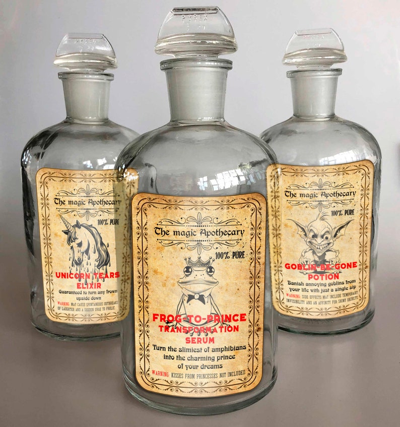Funny Apothecary Labels Digital ATC Cards - 8 Printable Halloween Art ...