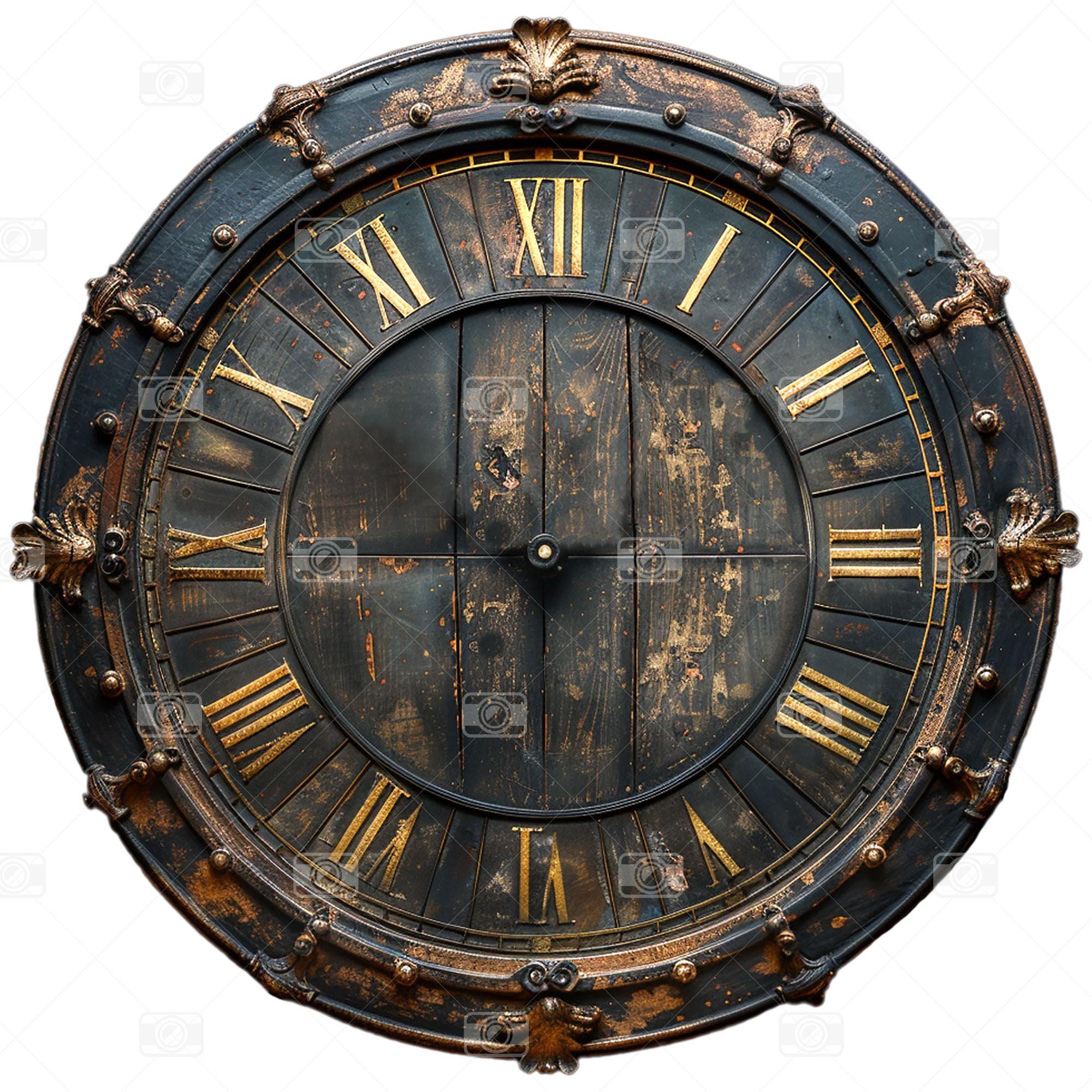 ヴィンテージ時計の文字盤5枚（8インチ、針なし）、ローマ数字