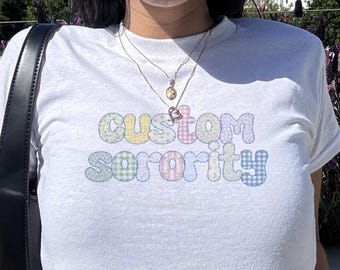 Custom Coquette Sorority Baby Tee College Merch Shirt Personalized Cutecore Matching Sister Gift