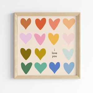 I Love You Regenbogen Herzen Zitat Digitaldruck Valentinstag Poster Dopamin Dekor bunt Wohnzimmer Kunst I Love You Sofort Download