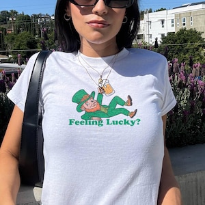 st patricks day leprechaun feeling lucky baby tee