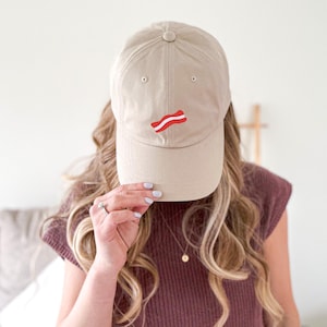 Bacon Embroidered Dad Cap Funny Embroidered Bacon Dad Cap for Food Lovers Breakfast Hat Gift for Him Her