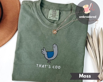That's Coo Funny Pigeon Shirt Embroidered Bird Comfort Colors Tee Funny Bird Lover Gift Comfort Colors Urban Birdwatcher Tee