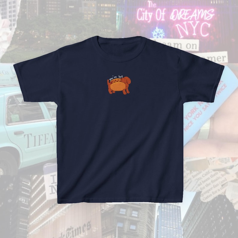 flirty hot dog you're hot baby tee