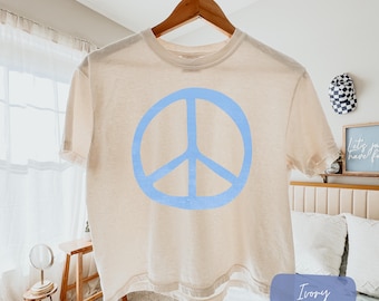 Peace Symbol Comfort Colors Boxy Crop Tee Distressed Peace Sign Crop Tee