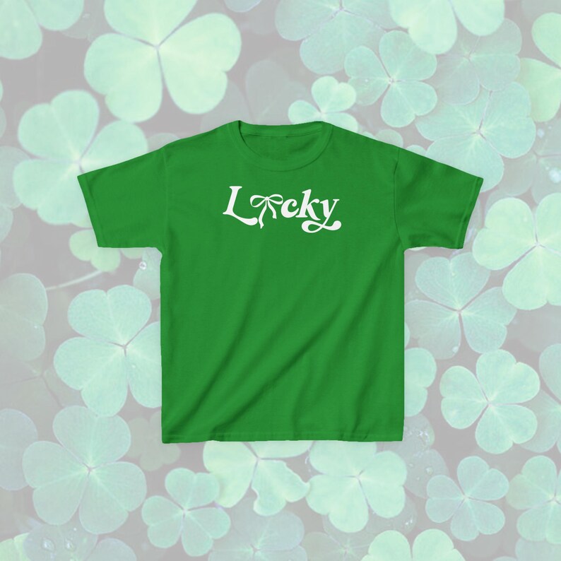 lucky green coquette bow st patricks day baby tee