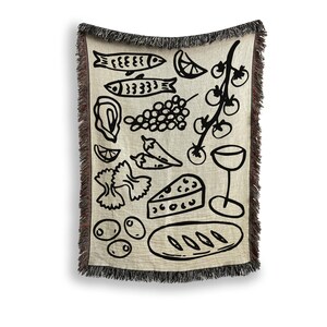 italian summer woven blanket sardine olive italian mercato picnic blanket