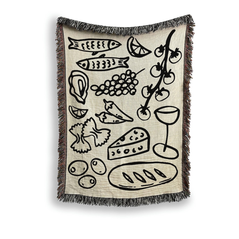 italian summer woven blanket sardine olive italian mercato picnic blanket