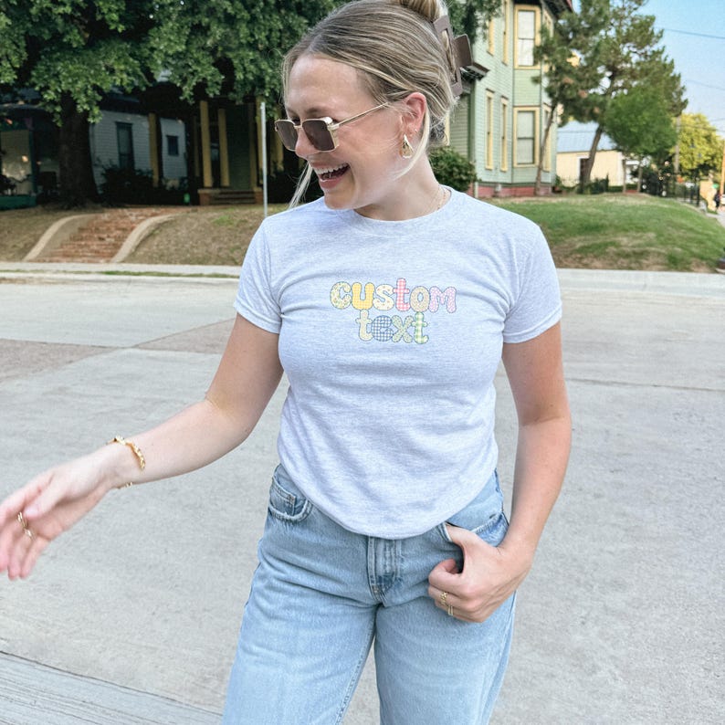 Custom Coquette Sorority Baby Tee College Merch Shirt Personalized Cutecore Matching Sister Gift image 2
