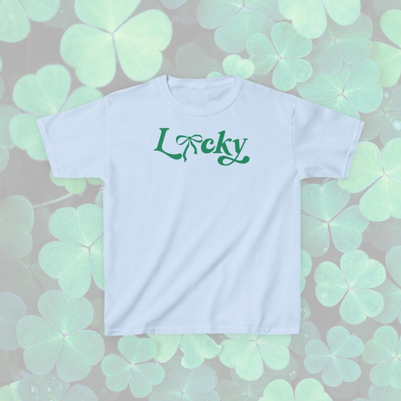 lucky green coquette bow st patricks day baby tee