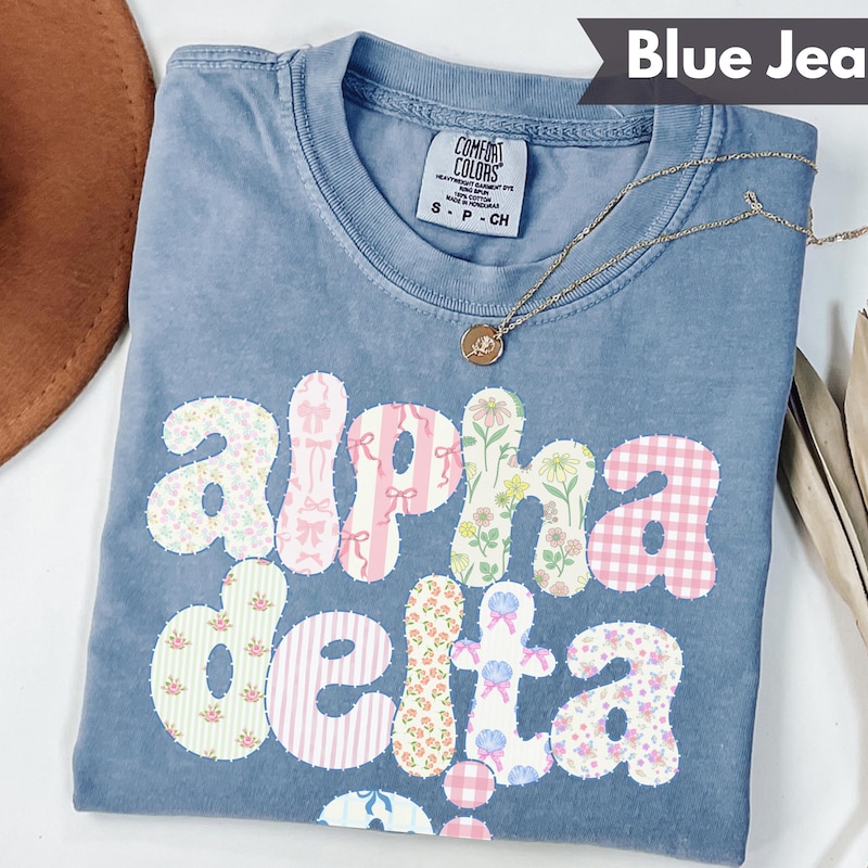 ✨Free Personalization✨ Custom Sorority Coquette Comfort Colors Shirt Matching Sorority Sister Gift Bid Day Shirt Little Big Tee Cutecore Patchwork Text Shirt