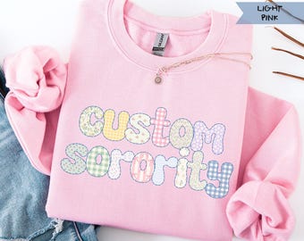 Custom Sorority Sweatshirt Cutecore Sorority Crewneck Sweater Matching Coquette Letter Tee First Grade Teacher Gift Custom Nurse Crewneck